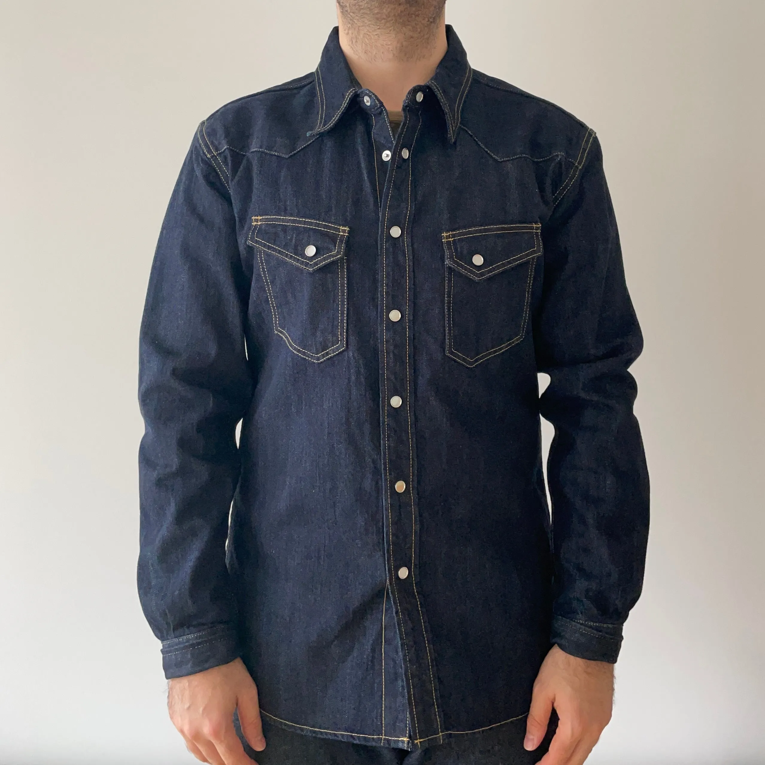 10oz Selvedge Denim Western Shirt in Indigo SDW-001L