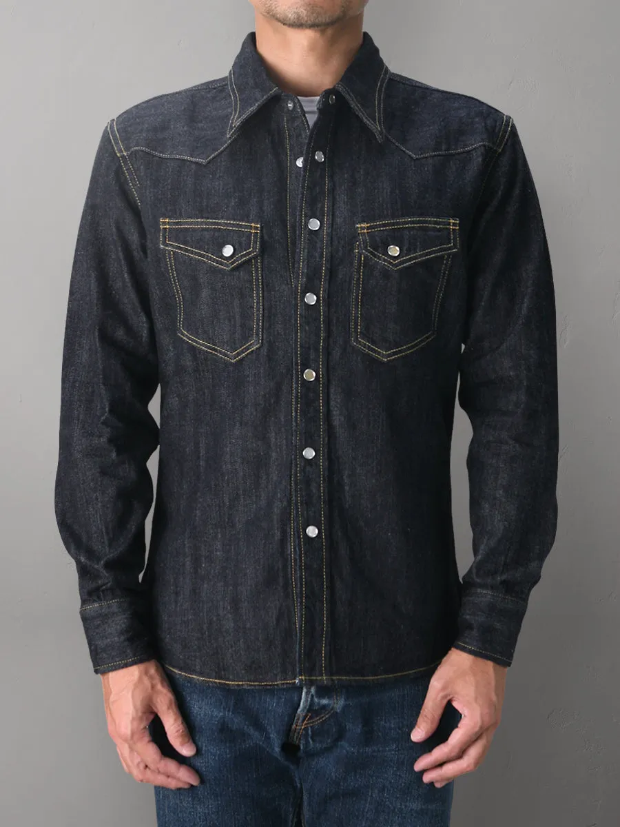 10oz Selvedge Denim Western Shirt in Indigo SDW-001L