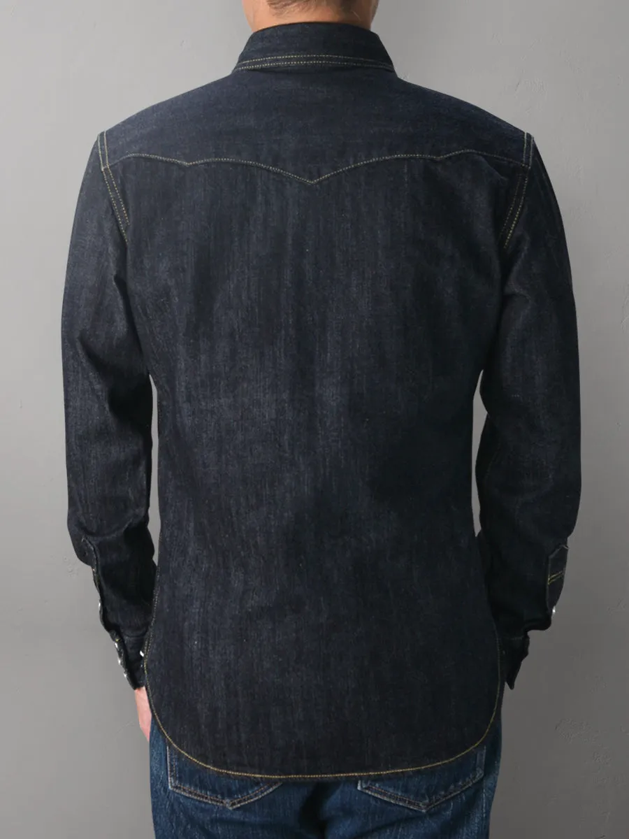 10oz Selvedge Denim Western Shirt in Indigo SDW-001L