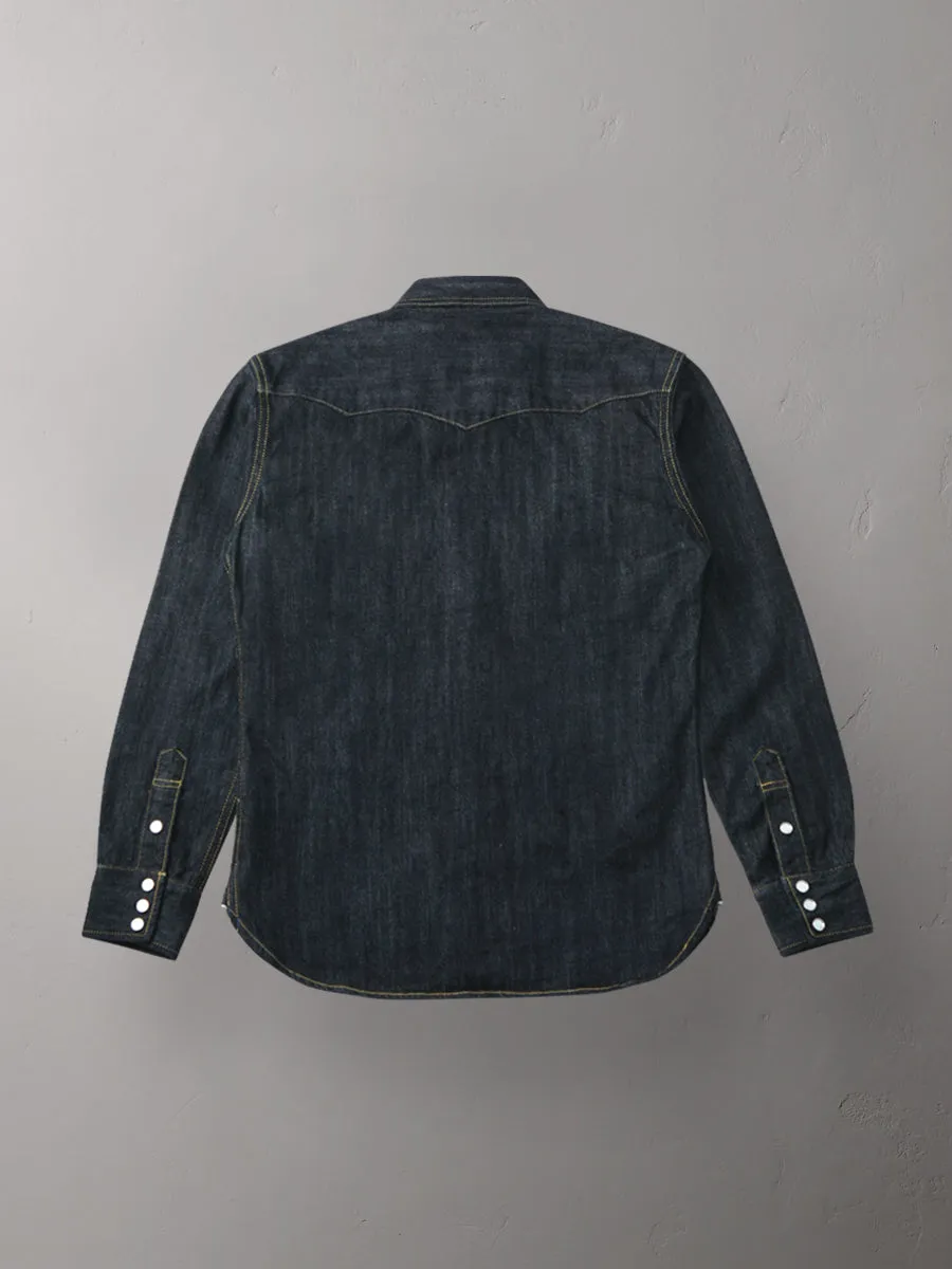 10oz Selvedge Denim Western Shirt in Indigo SDW-001L