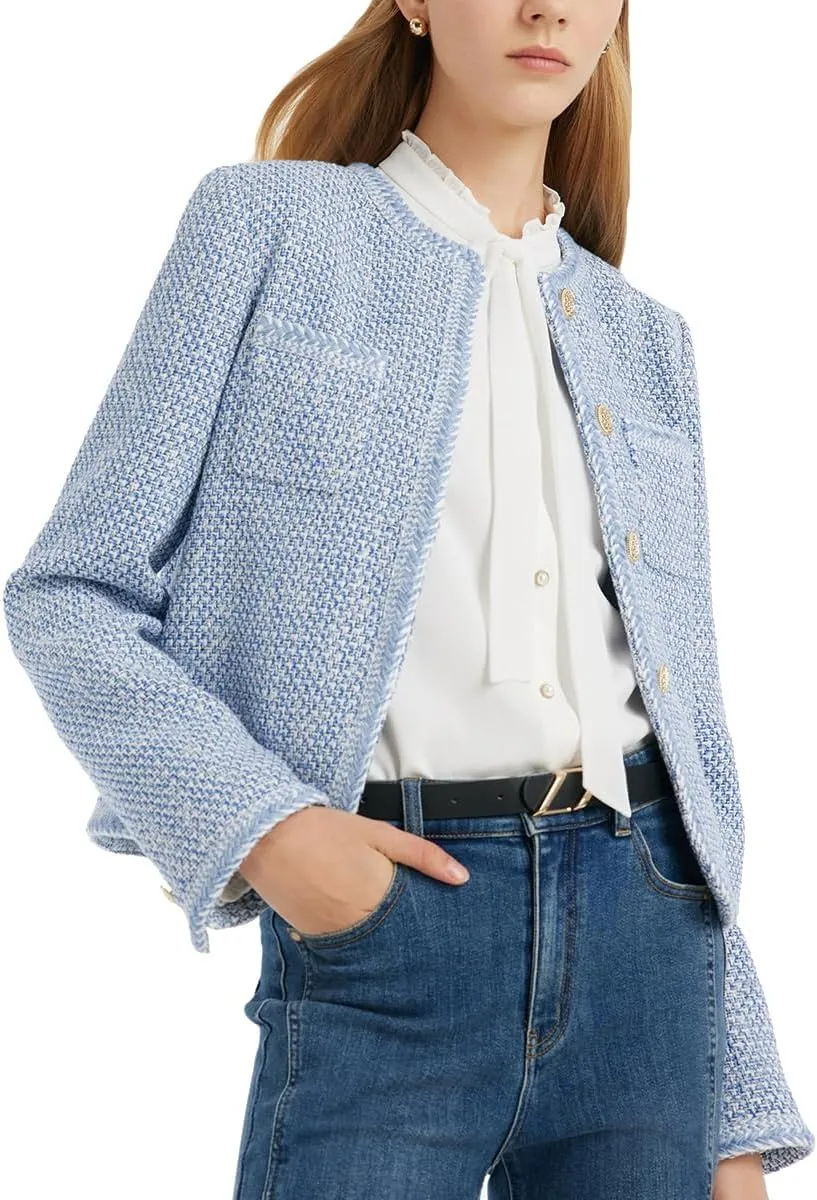 2025 Womens Casual Blazers Long Sleeve Work Office Open Front Suit Jacket Business Blazer