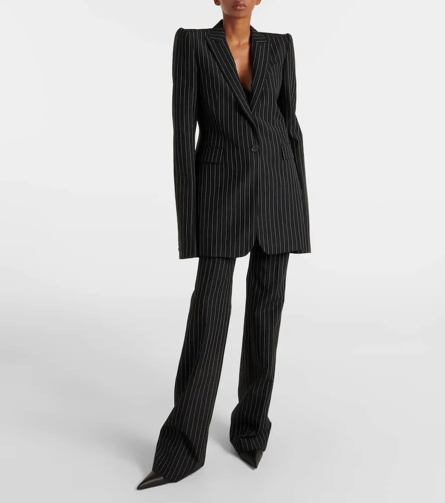 Alexander McQueen Pinstripe wool and mohair blazer