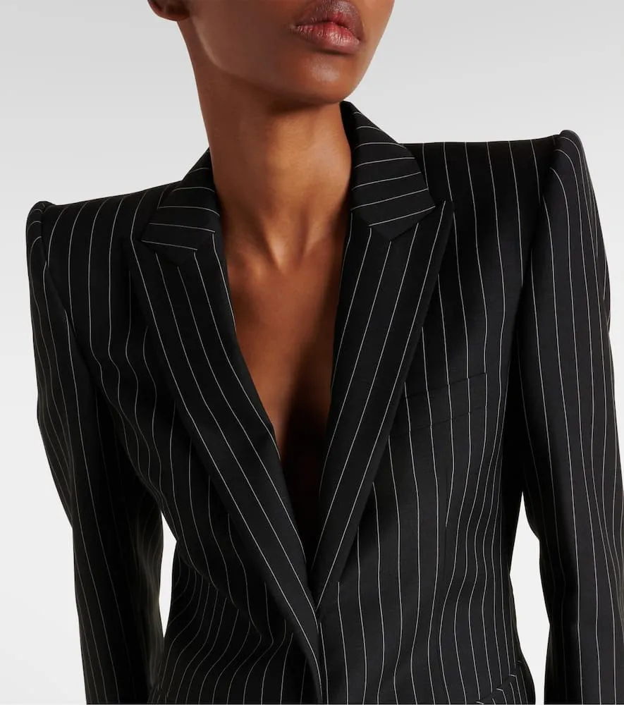 Alexander McQueen Pinstripe wool and mohair blazer