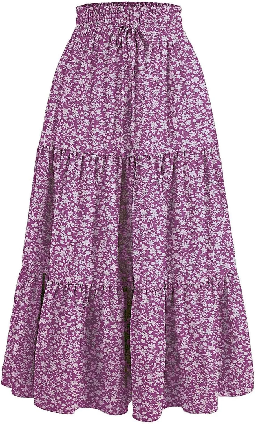 Boho Floral Maxi Skirts for Women Womens A-Line Pleated Long Skirts High Waisted Flowy Summer Dresses