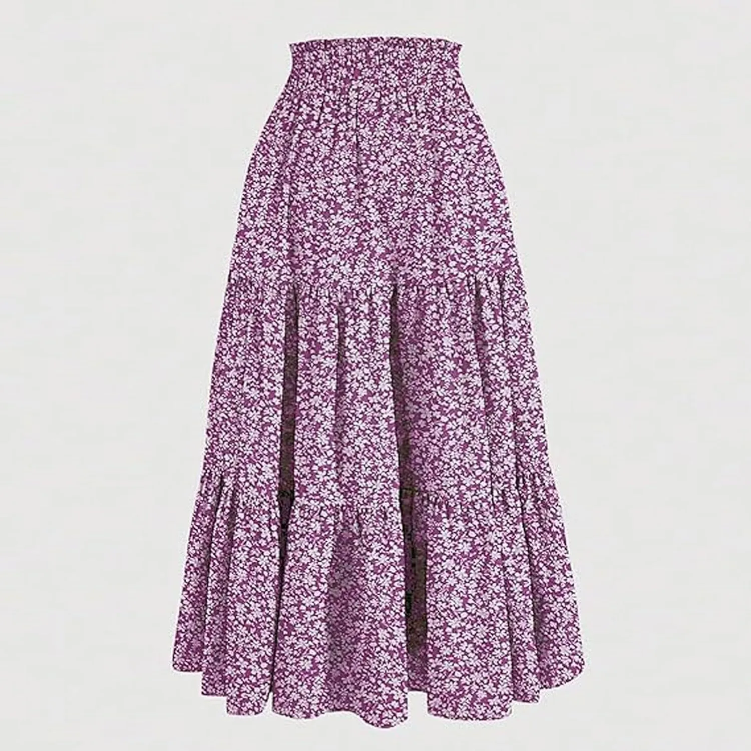 Boho Floral Maxi Skirts for Women Womens A-Line Pleated Long Skirts High Waisted Flowy Summer Dresses