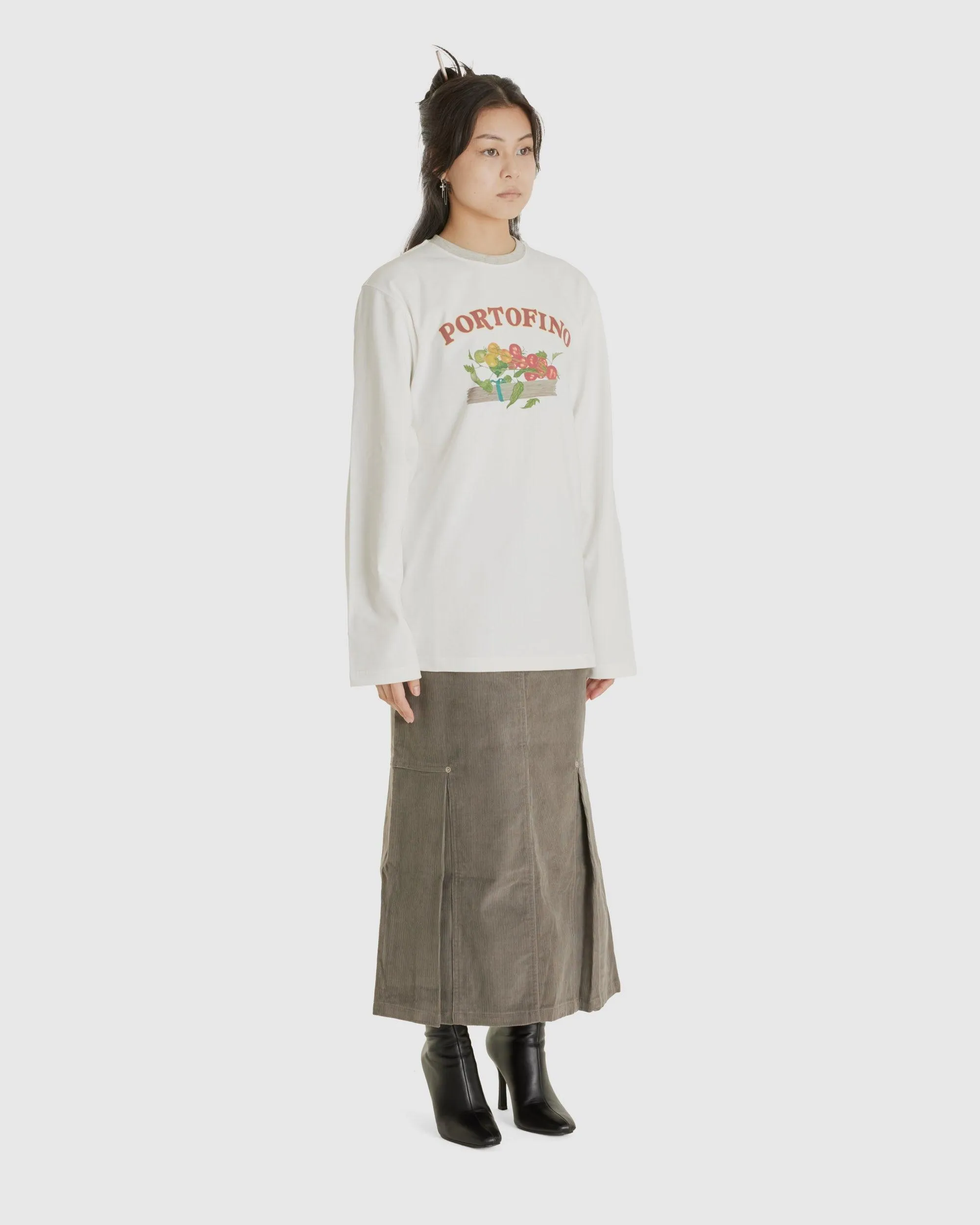 Corduroy Tucked Midi Skirt