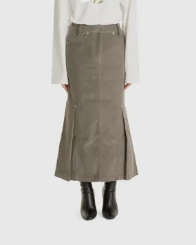 Corduroy Tucked Midi Skirt