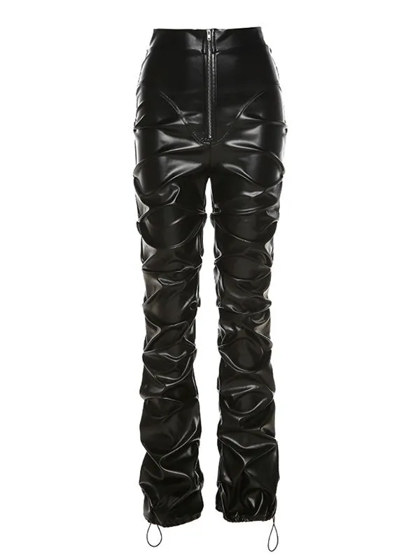 Faux Leather Stacked Pants