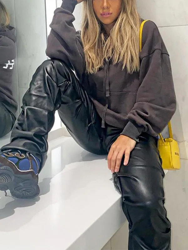 Faux Leather Stacked Pants