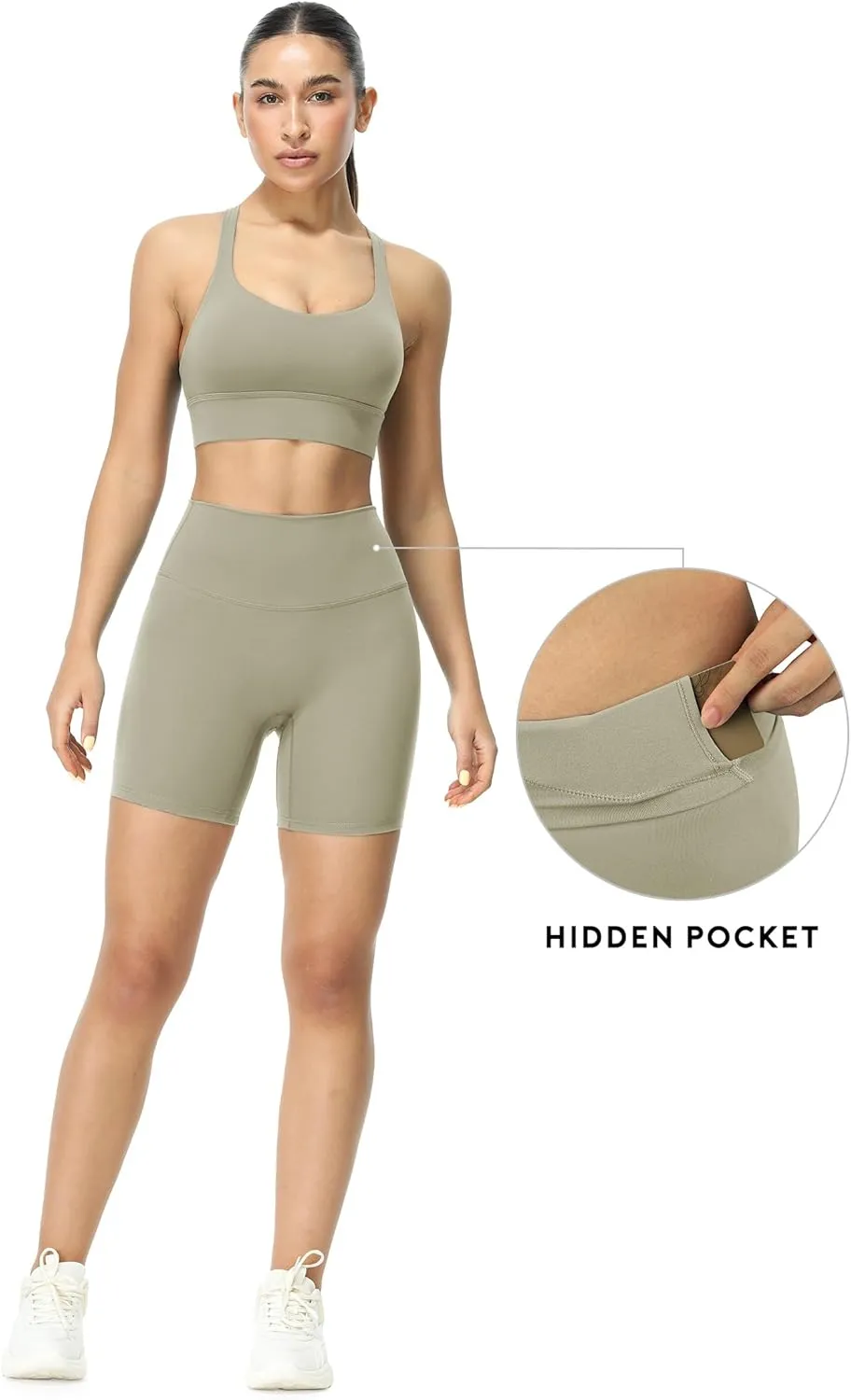icyzone Women's High Waist Biker Shorts with Pockets Athletic Yoga Gym Shorts Tummy Control
