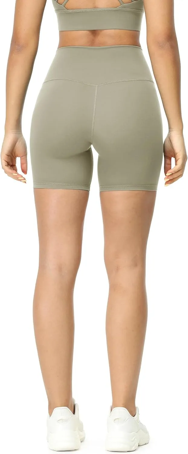 icyzone Women's High Waist Biker Shorts with Pockets Athletic Yoga Gym Shorts Tummy Control
