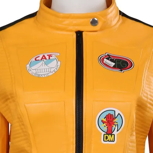 Kill Bill The Bride Beatrix Kiddo Yellow Leather Bike Cosplay Suit