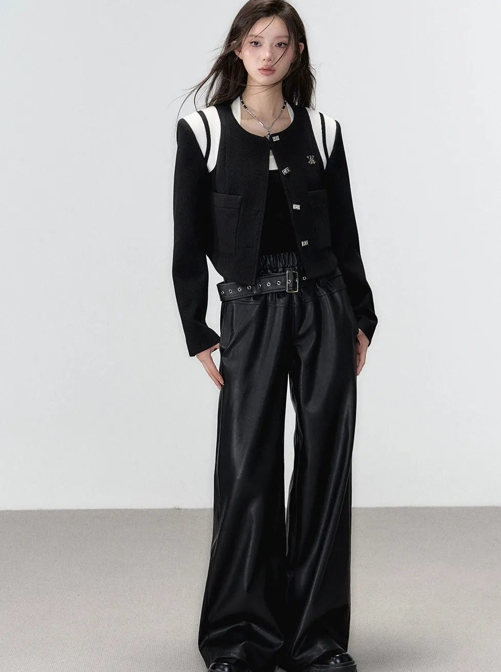 Loose Street All Match Leather Wide Pants