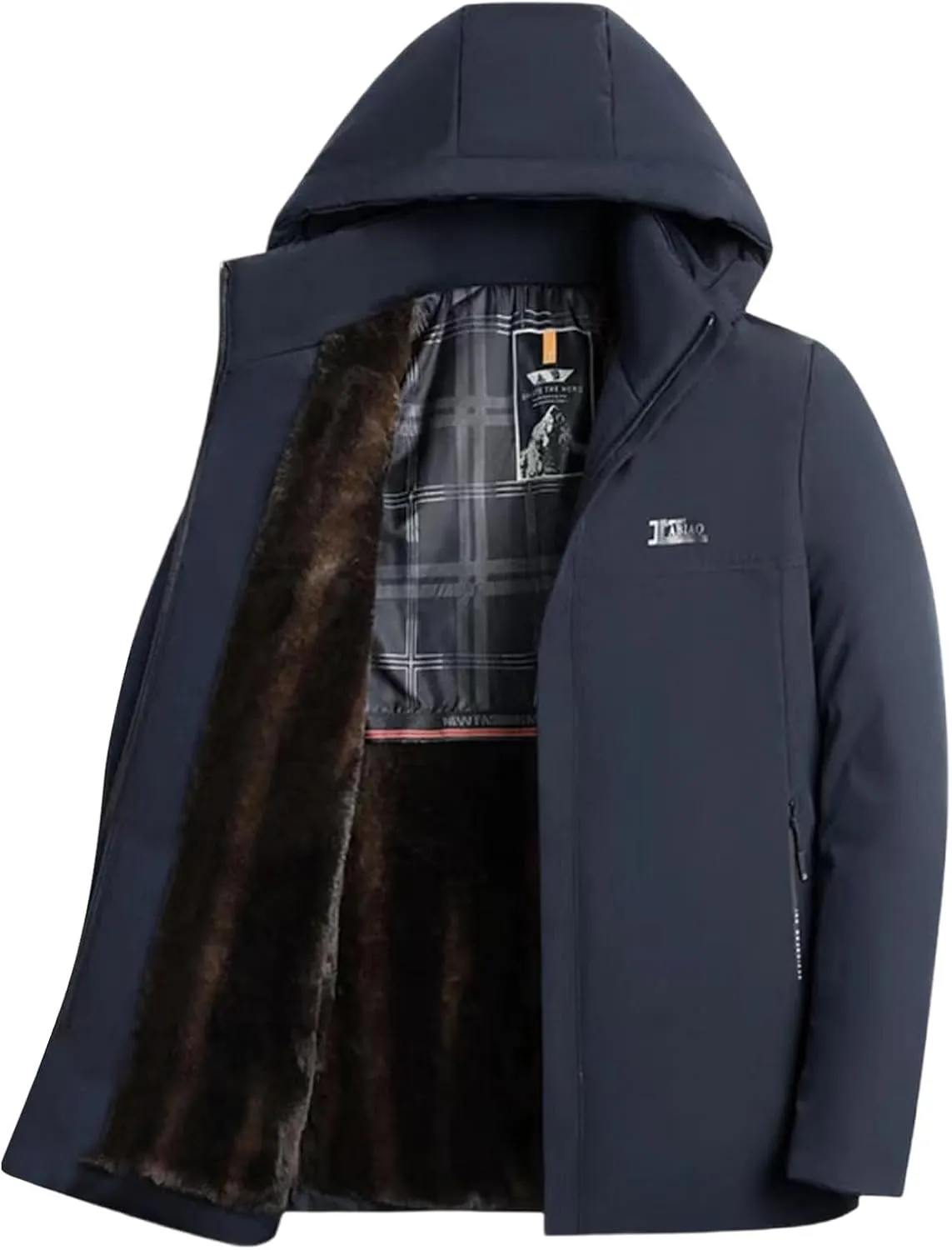 Mens Puffer Jacket Fleece Lined Down Coat Hooded Quilted Jacket Plus Size Padded Coat Warm Insulated Jacket Winter Coat