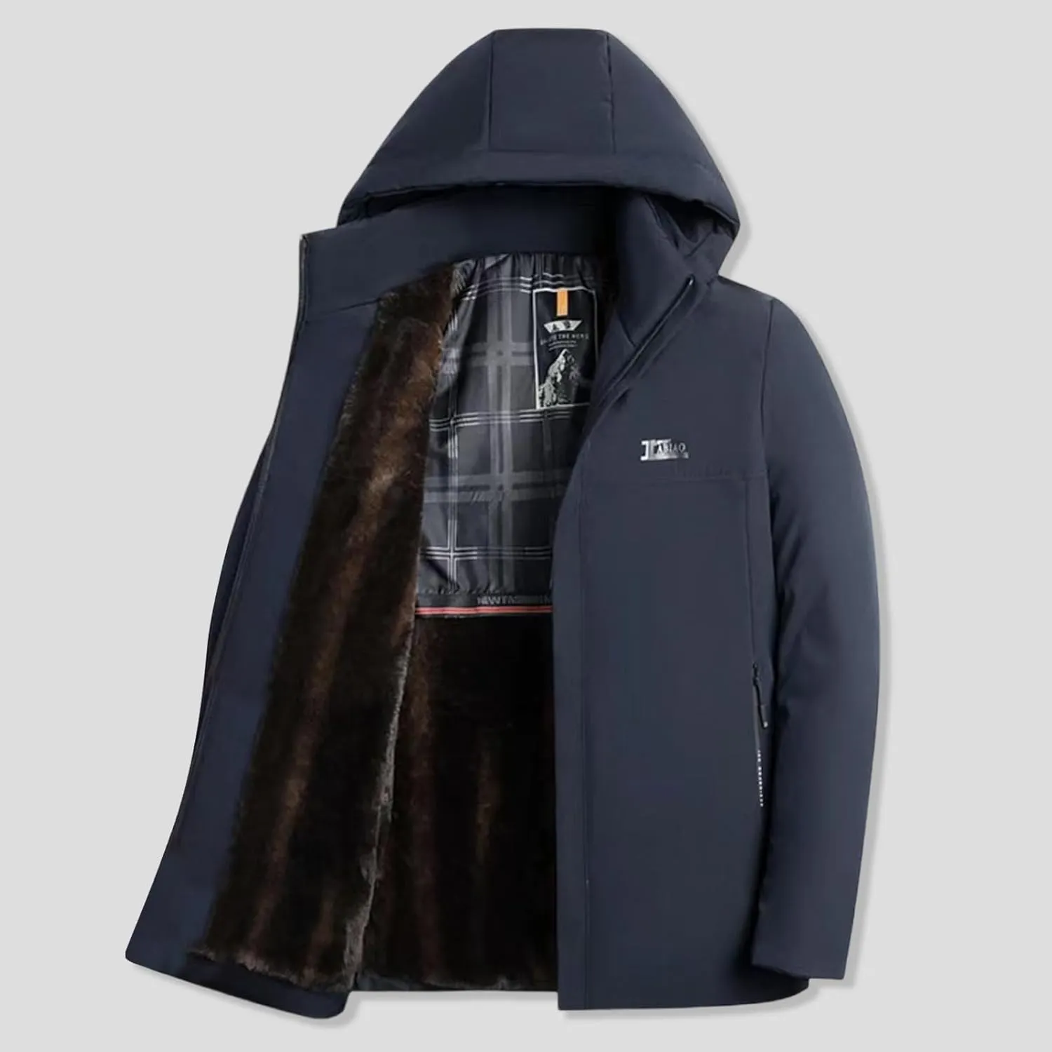 Mens Puffer Jacket Fleece Lined Down Coat Hooded Quilted Jacket Plus Size Padded Coat Warm Insulated Jacket Winter Coat