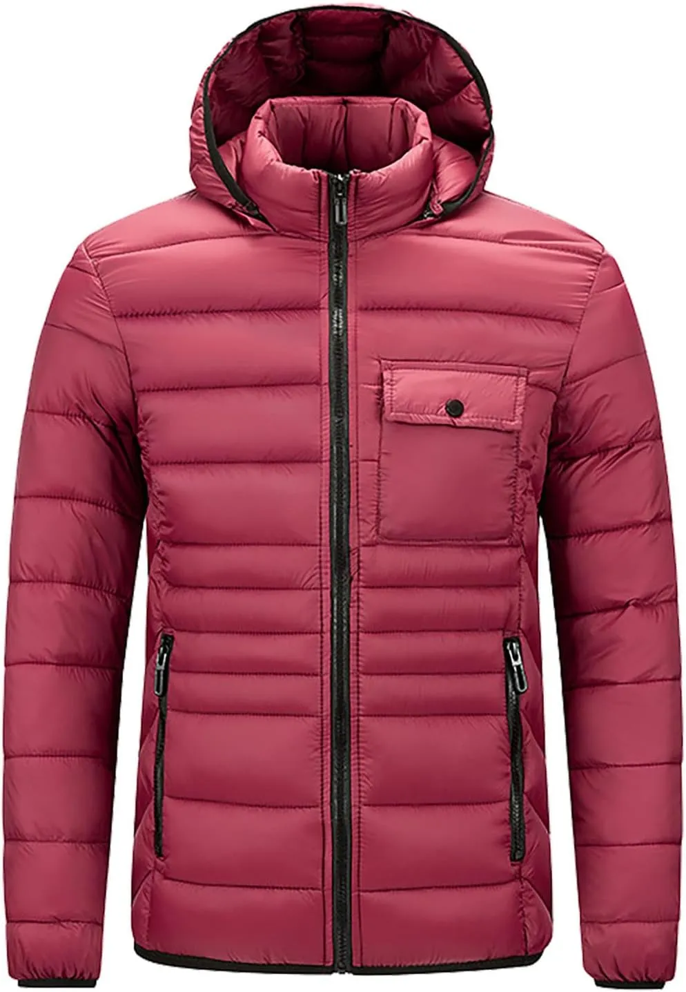 Mens Puffer Jacket Lightweight Hooded Down Jacket Water Resistant Quilted Jacket Plus Size Insulated Jacket Winter Coat