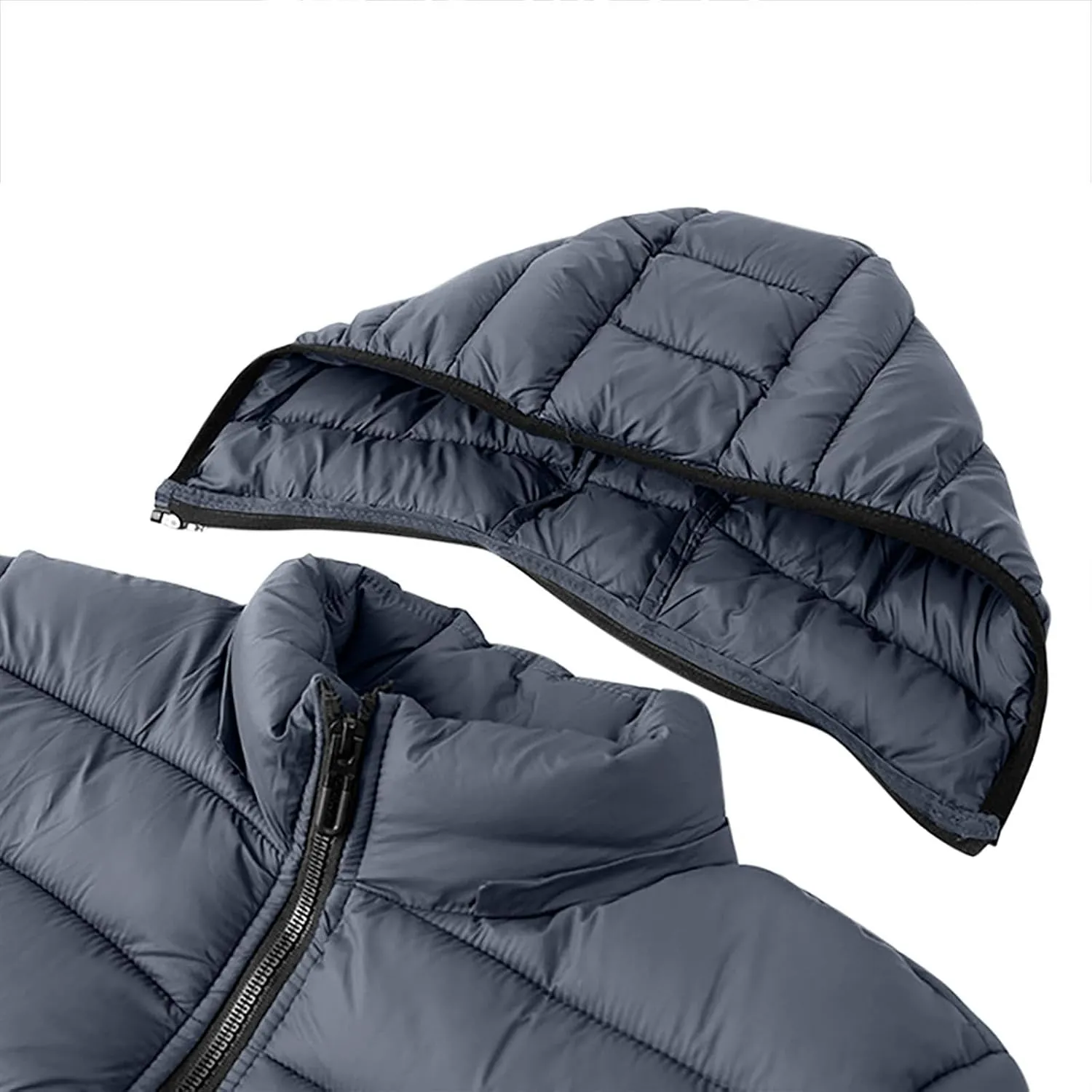 Mens Puffer Jacket Lightweight Hooded Down Jacket Water Resistant Quilted Jacket Plus Size Insulated Jacket Winter Coat