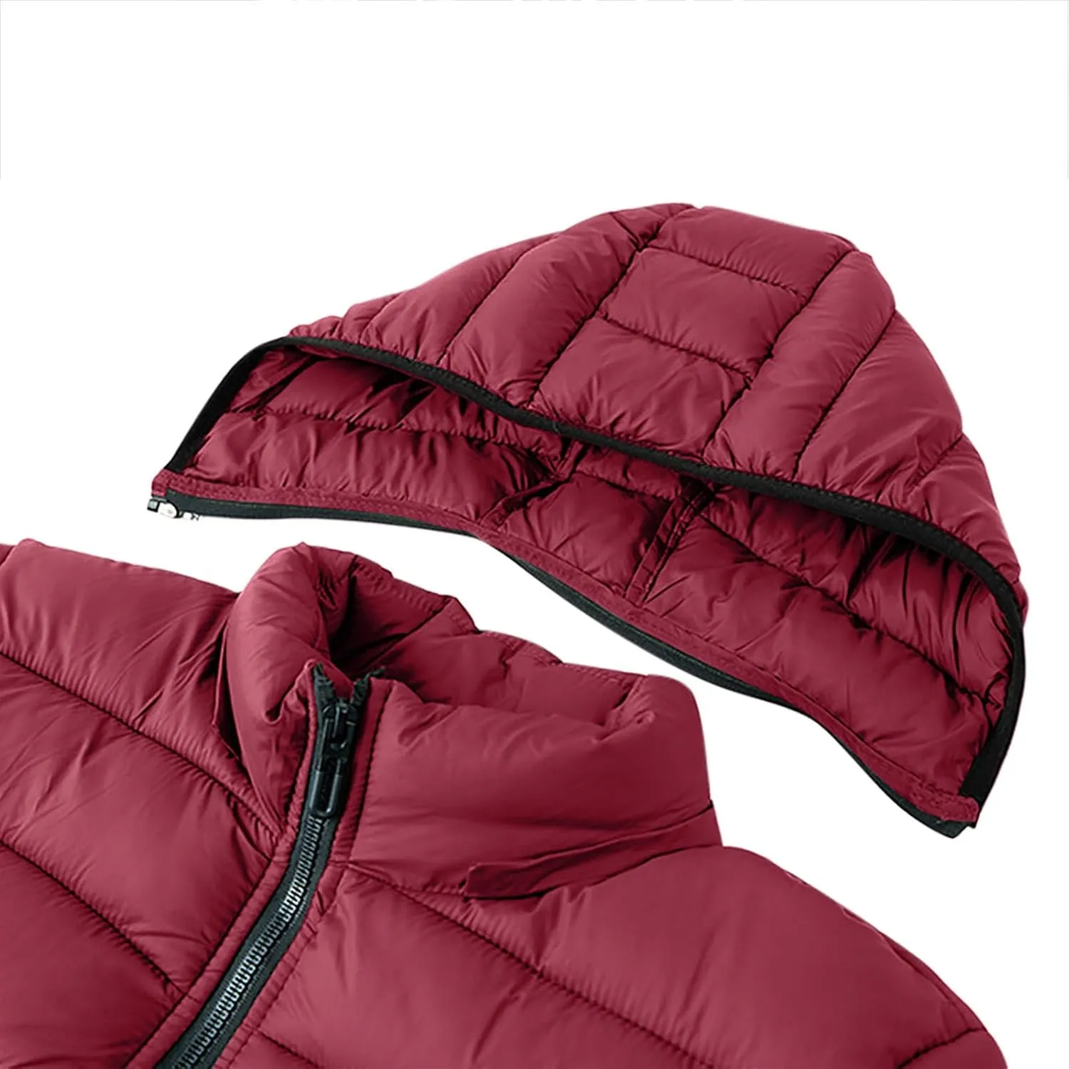 Mens Puffer Jacket Lightweight Hooded Down Jacket Water Resistant Quilted Jacket Plus Size Insulated Jacket Winter Coat