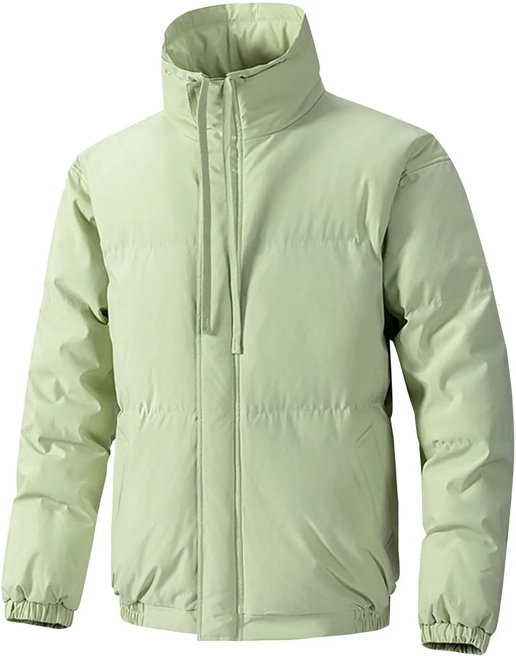 Men's Puffer Jacket Stand Collar Quilted Coat Windproof Down Jacket Zip up Insulated Jacket Warm Winter Coats