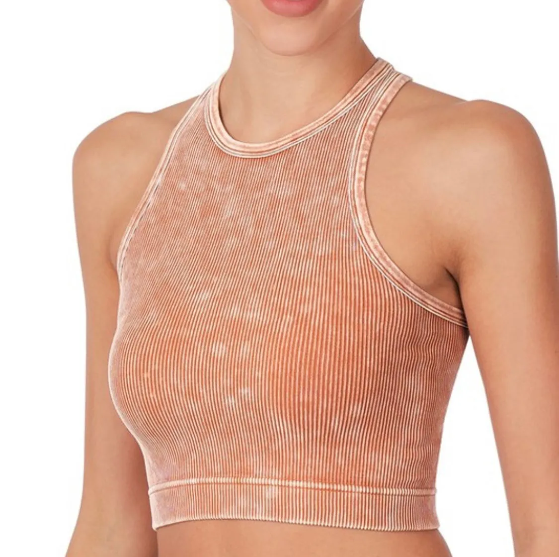 Mineral Wash Cropped Tanks