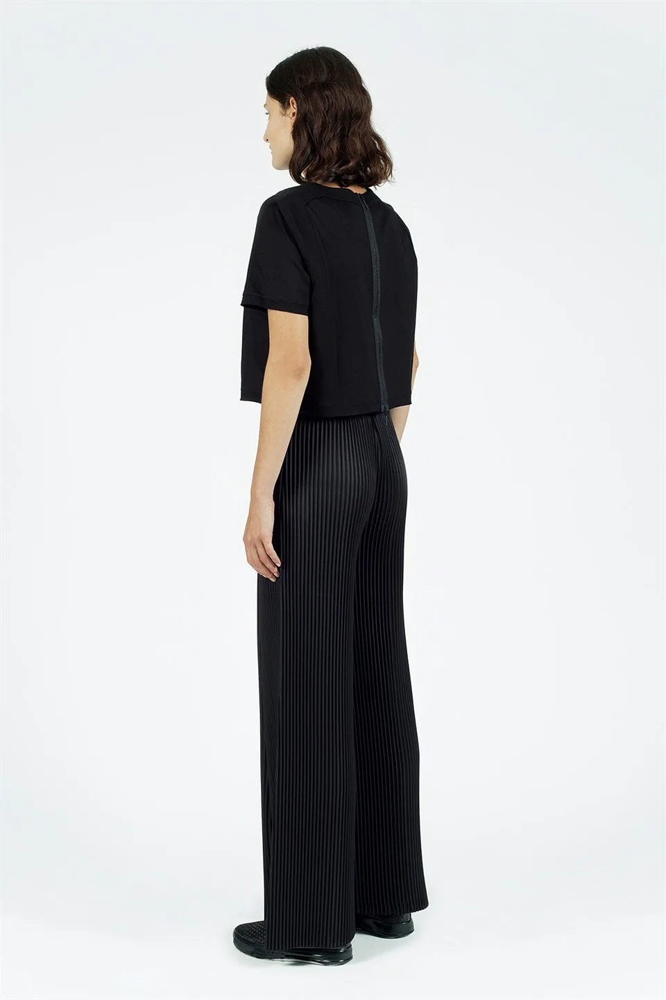 Nu Normal Waist Pleated Trouser Black