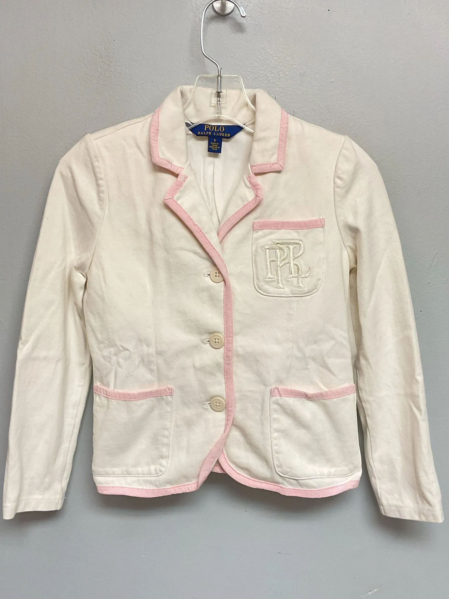 Ralph Lauren Size 6 White & Pink Cotton Girls Blazers