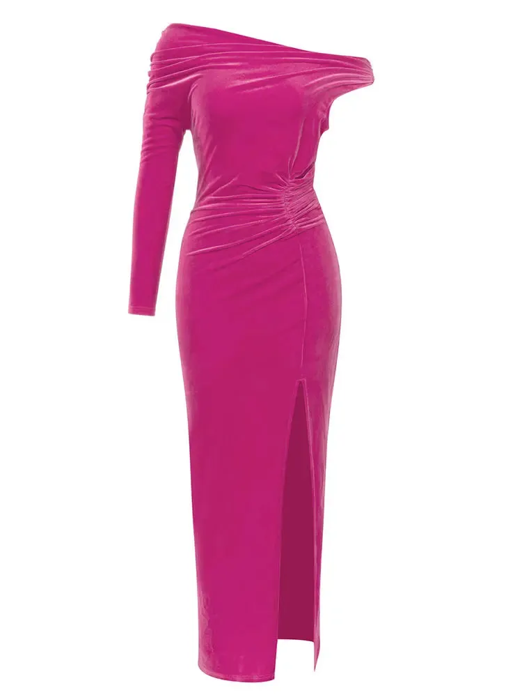Rose Red Velvet Bodycon Dress