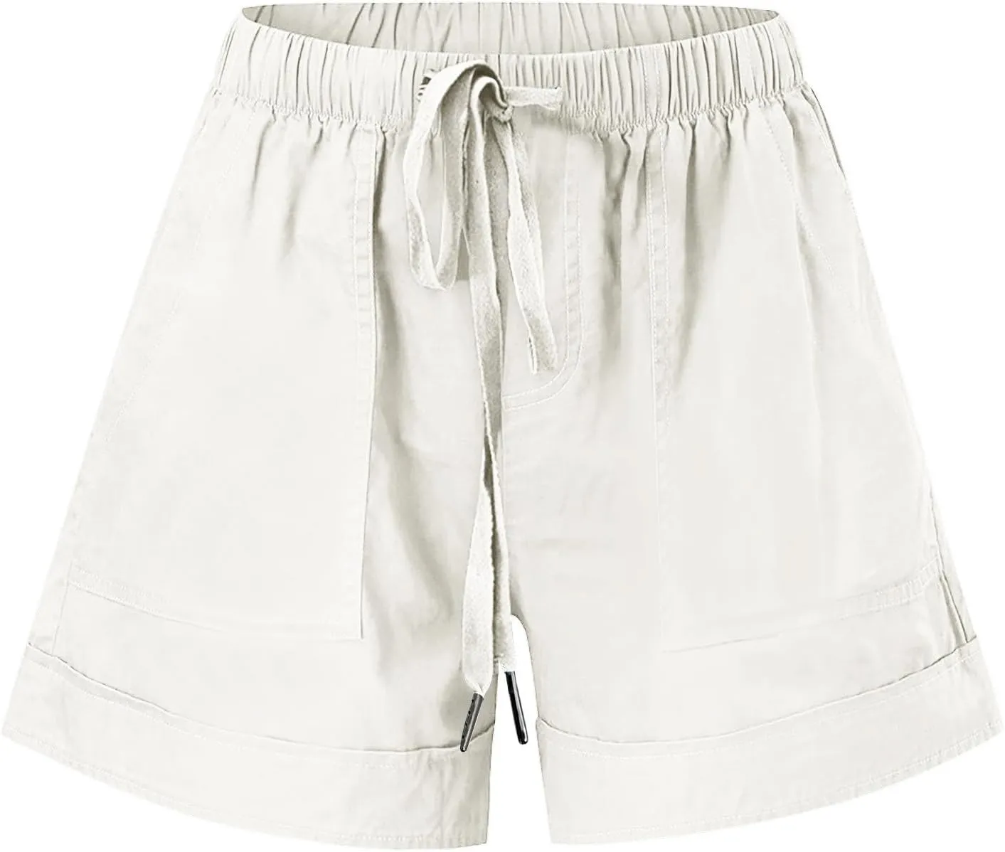 Shorts for Women Trendy Elastic High Waist Drawstring Casual Summer Shorts with Pocket Plus Size Lounge Shorts