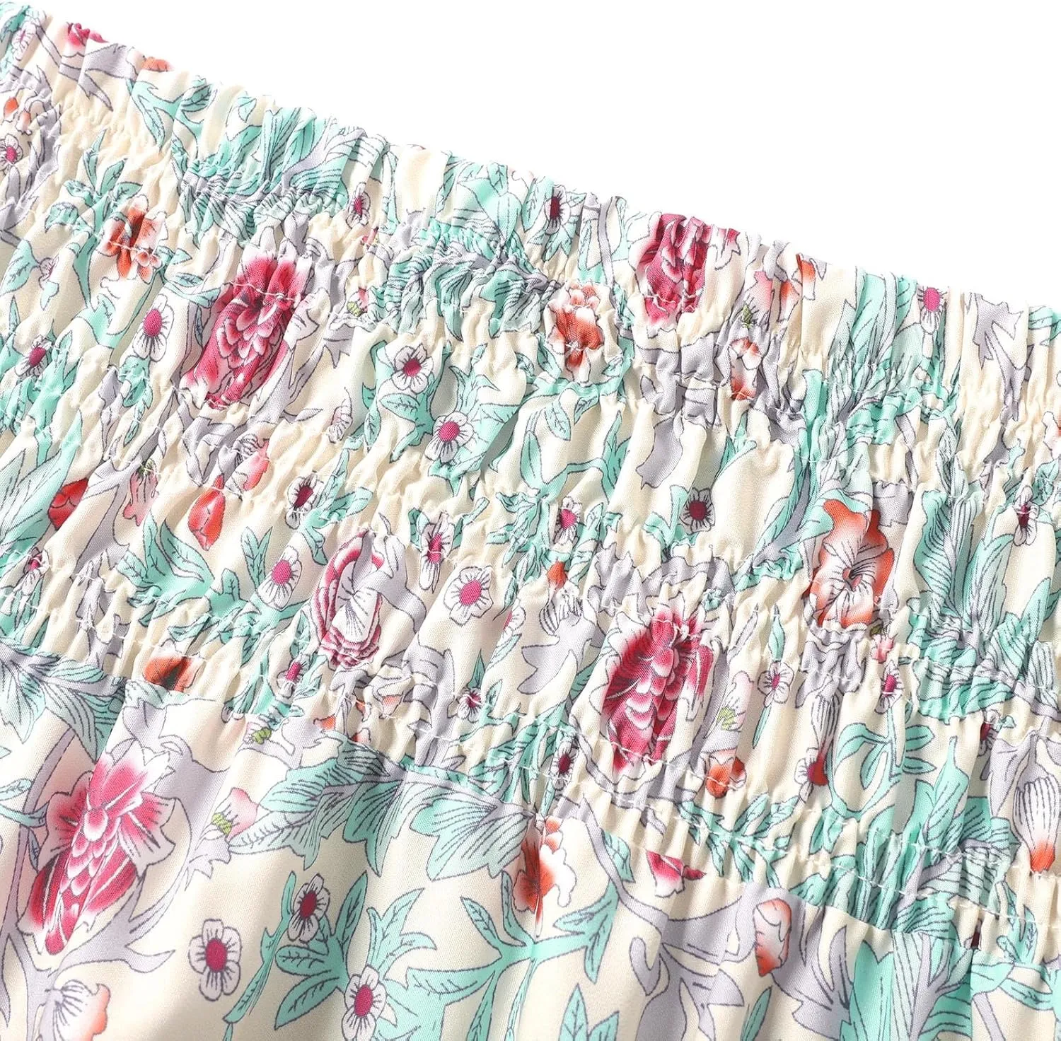 Skirt for Women Summer Vacation Bohemian High Waist Pleated Tummy Control Boha Floral Print Maxi Skirts Streetwear