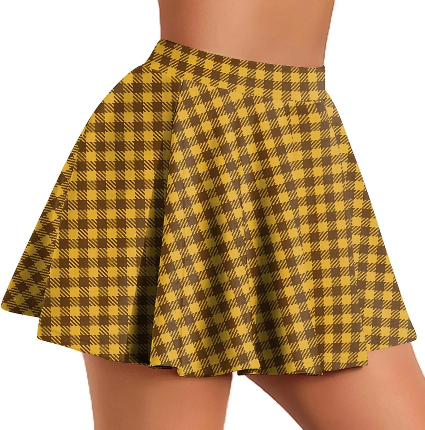Skirts for Women Trendy Plaid Y2K High Elastic Waist Comfy Silk A-Line Summer Casual Pleated Mini Skirts