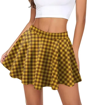Skirts for Women Trendy Plaid Y2K High Elastic Waist Comfy Silk A-Line Summer Casual Pleated Mini Skirts