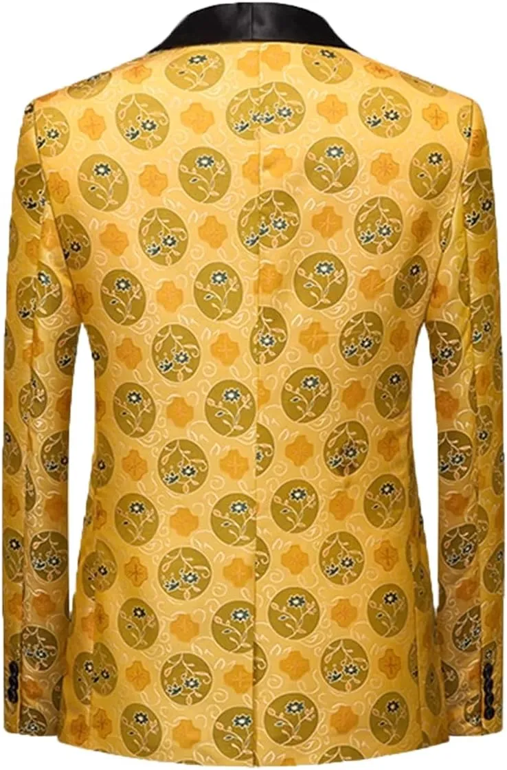 UNINUKOO Blazer for Men Paisley Dress Suit Jacket Funky Casual Floral Blazer Jacket Dinner Sport Coat