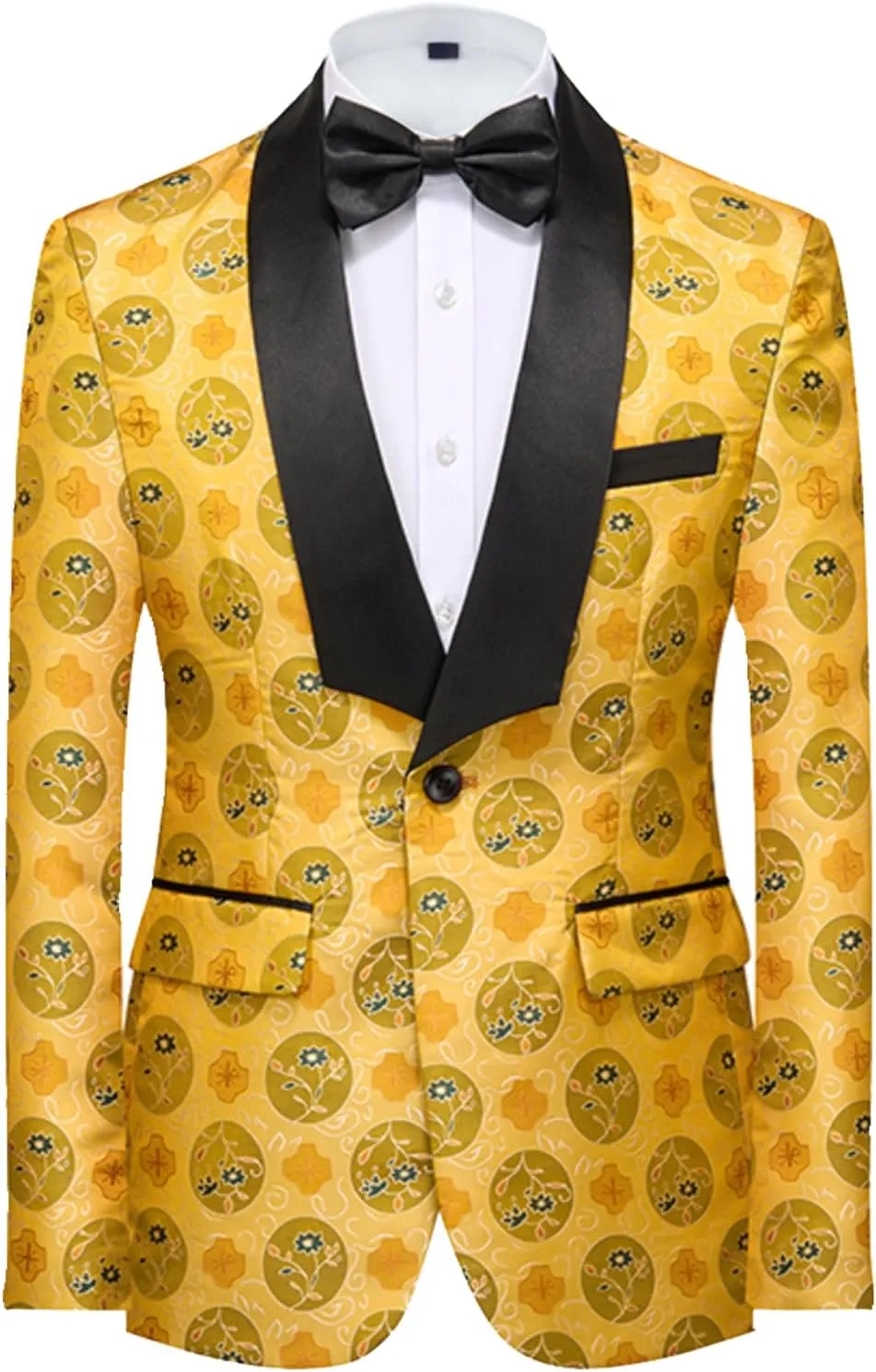 UNINUKOO Blazer for Men Paisley Dress Suit Jacket Funky Casual Floral Blazer Jacket Dinner Sport Coat