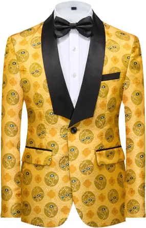 UNINUKOO Blazer for Men Paisley Dress Suit Jacket Funky Casual Floral Blazer Jacket Dinner Sport Coat