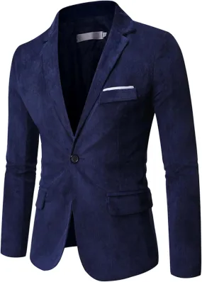 UNINUKOO Men's Suit Jackets Corduroy Vintage Sport Coat Slim Fit Party Dinner Casual Blazer for Men