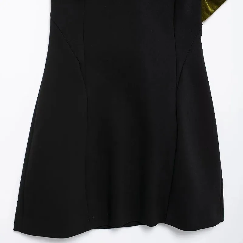Velvet Mini Dress with Dramatic Bow for Fashion Lovers