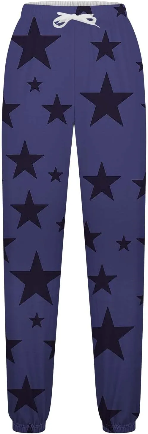 Women Comfy Sweatpants Trendy 2025 Stars Print Athletic Hiking Joggers Pants High Waisted Teen Girls Casual Pants