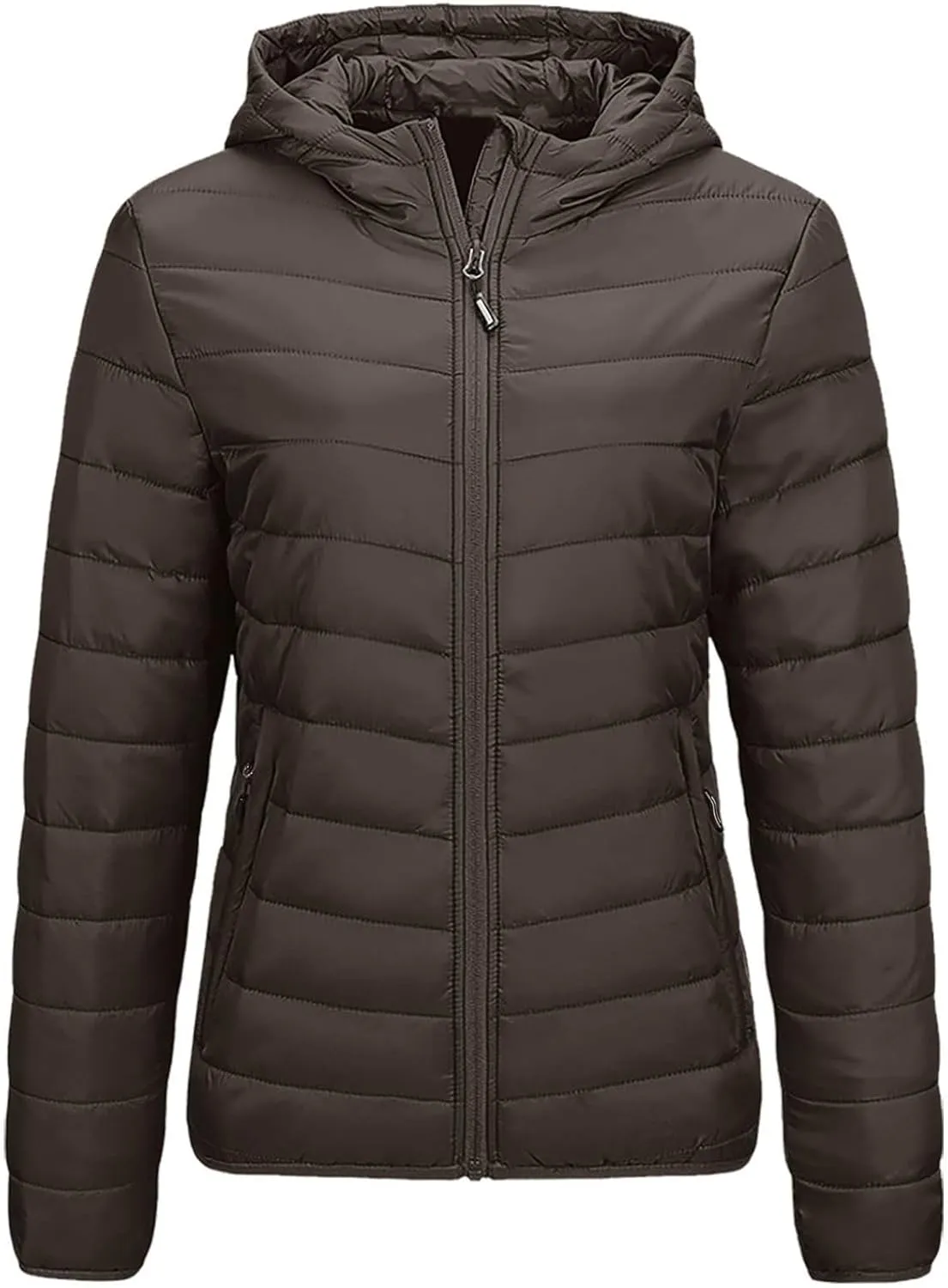 Women Winter Jackets Plus Size Packable Quilted Puffer Parka Coat Full Zip Hooded Down Jacket Outerwear with Hood