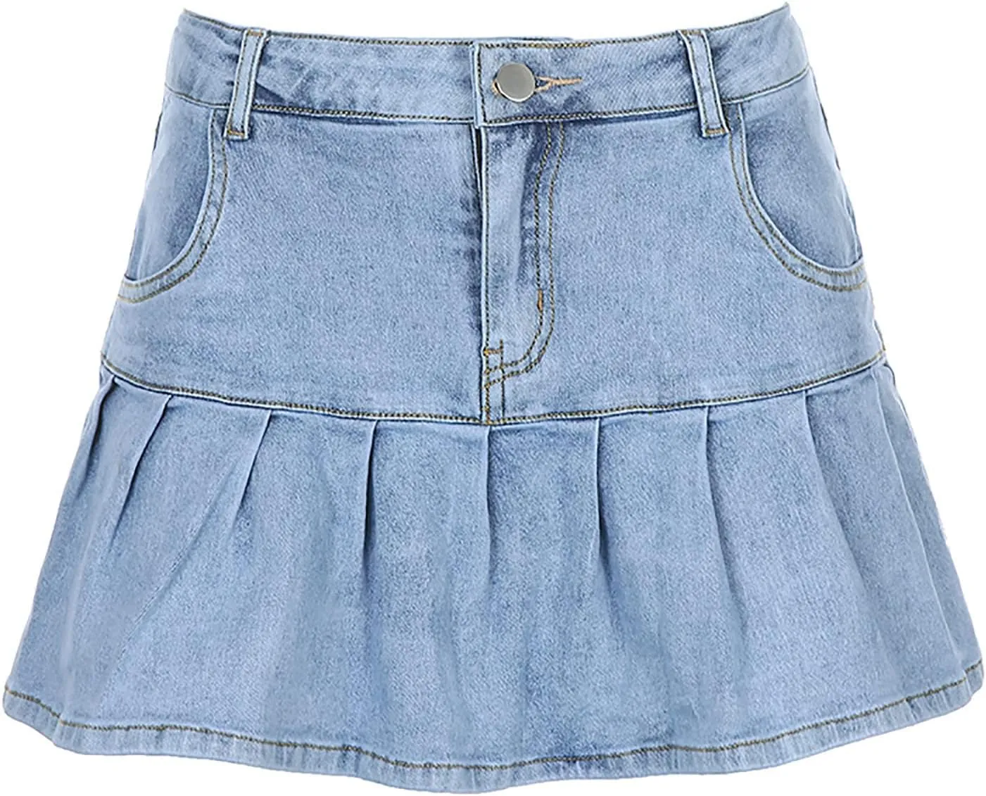 Women's Jean Skirt Casual Fashion Summer Pleated A-Line Ruffle High Waist Y2K Short Mini Denim Skirt Streetwear