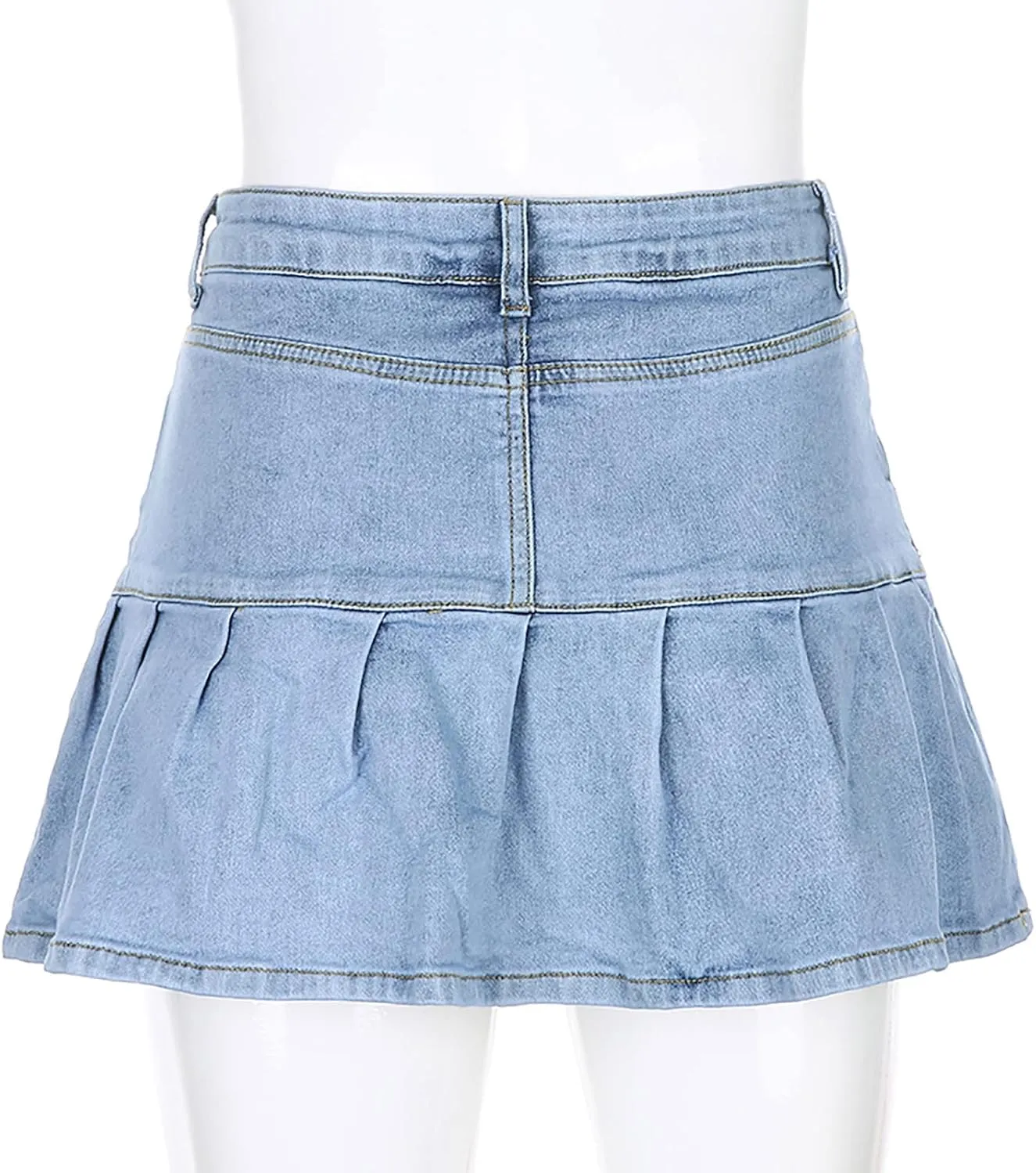Women's Jean Skirt Casual Fashion Summer Pleated A-Line Ruffle High Waist Y2K Short Mini Denim Skirt Streetwear