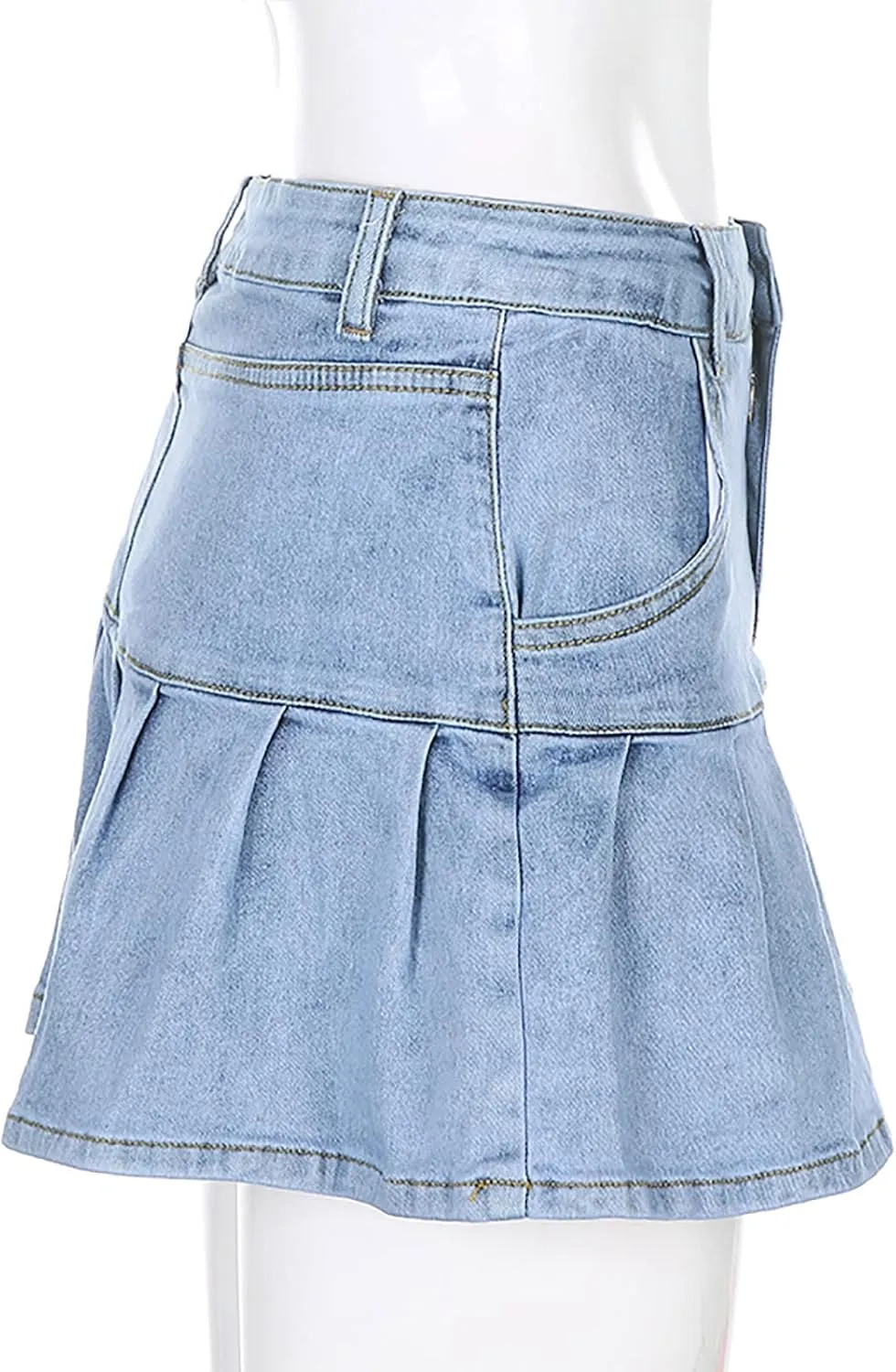 Women's Jean Skirt Casual Fashion Summer Pleated A-Line Ruffle High Waist Y2K Short Mini Denim Skirt Streetwear