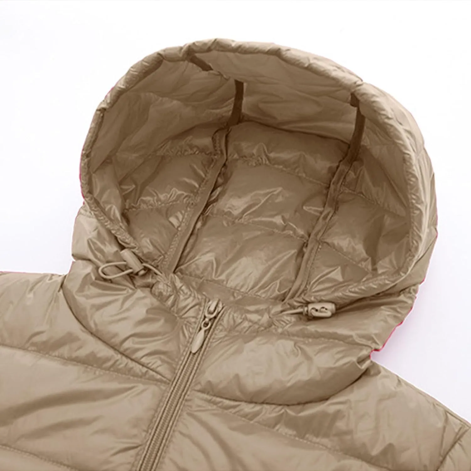 Women's Lightweight Mid Length Puffer Coat Insulated Packable Solid Hooded Zipper Down Jacket Warm Winter Coat