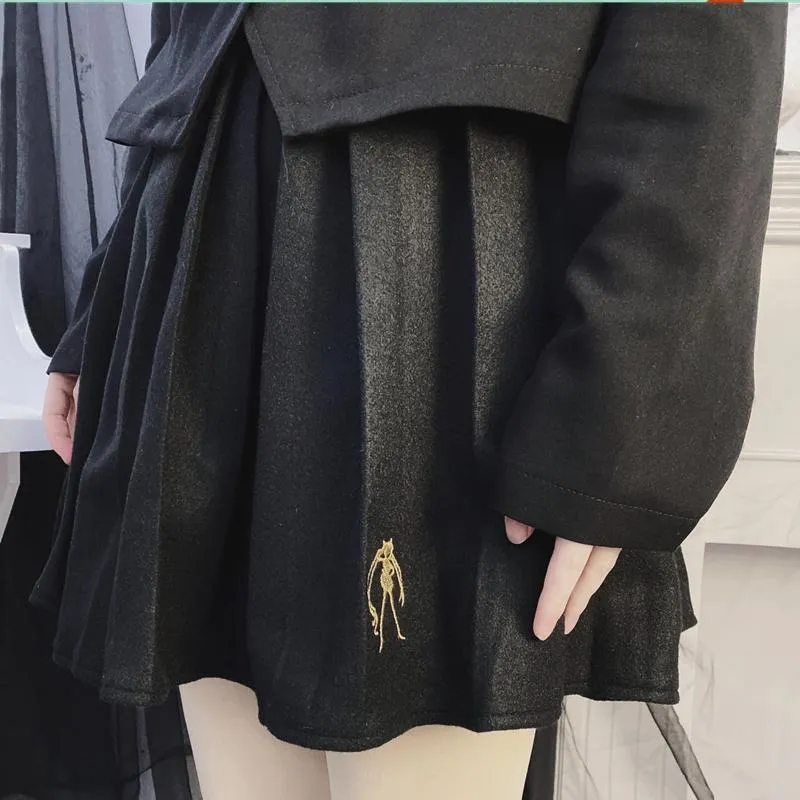 Women's Lolita Cartoon Embroidered Mini Pleated Skirts