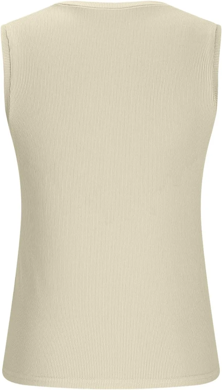Women's Ribbed Tank Tops 2025 Summer Scoop Neck Slimming Camisole Blouses Casual Basic Knit Sleeveless Shirts Clothes