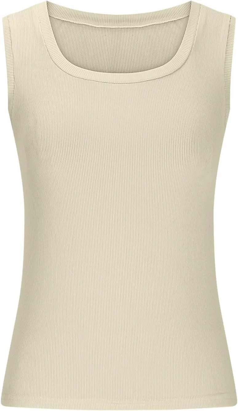 Women's Ribbed Tank Tops 2025 Summer Scoop Neck Slimming Camisole Blouses Casual Basic Knit Sleeveless Shirts Clothes