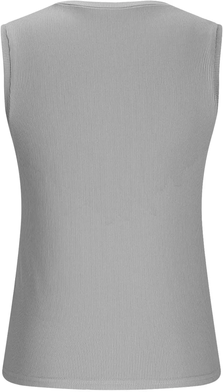 Women's Ribbed Tank Tops 2025 Summer Scoop Neck Slimming Camisole Blouses Casual Basic Knit Sleeveless Shirts Clothes